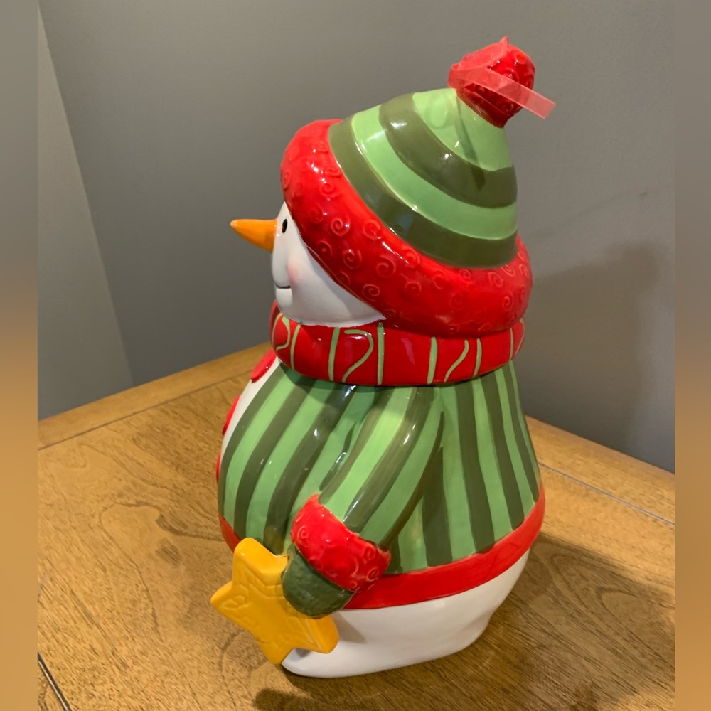 Fitz and Floyd Holiday Folk Snowman Cookie Jar, Great Condition, Adorable! - Picture 6 of 10